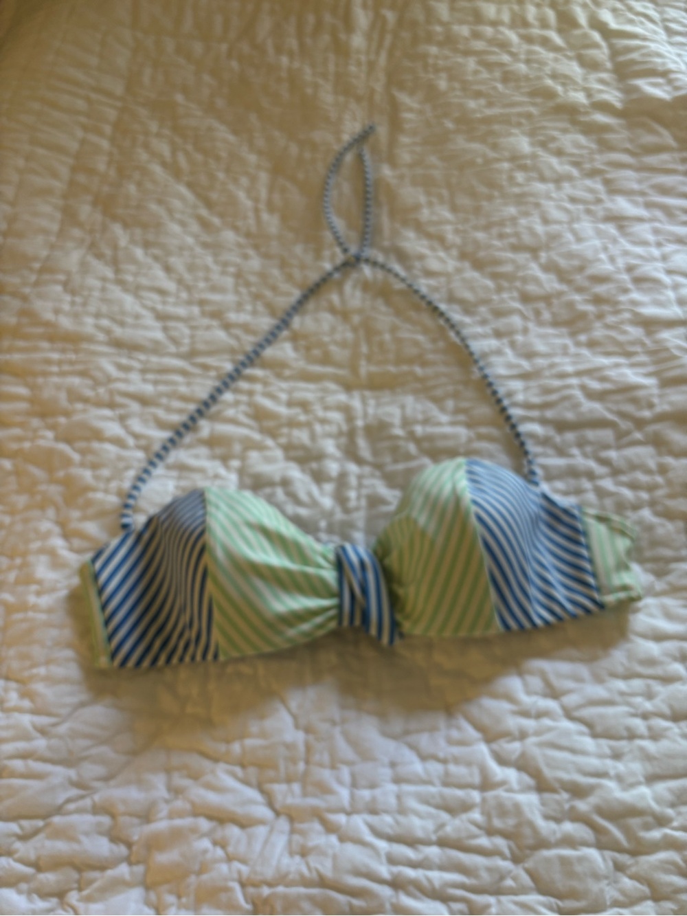 Victoria’s SecuStriped Bandeau Bikini Top - Blue & Mint Size S